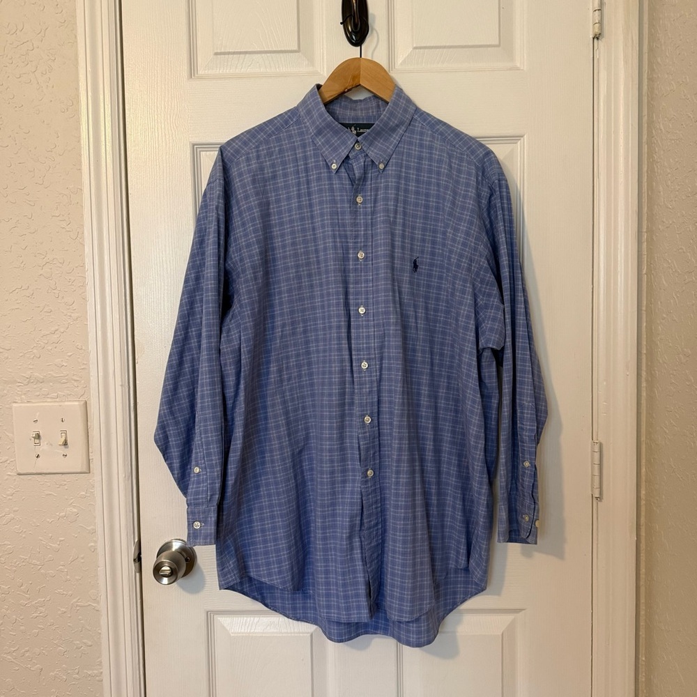 Polo Ralph Lauren Longsleeves Cotton Yarmouth button down Blue Plaid 17 32/33